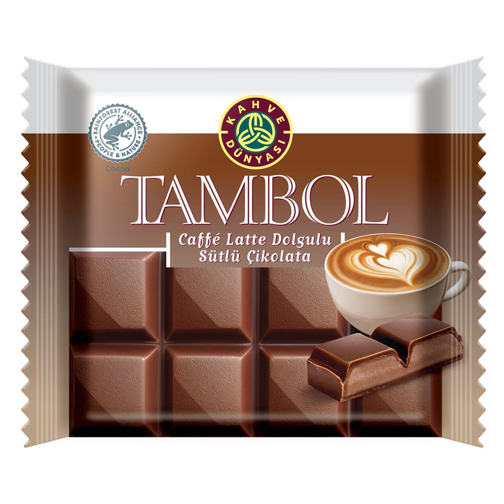 KAHVE DÜNYASI TAMBOL CAFE LATTE  DOLGULU SÜTLÜ ÇİKOLATA 100 GR