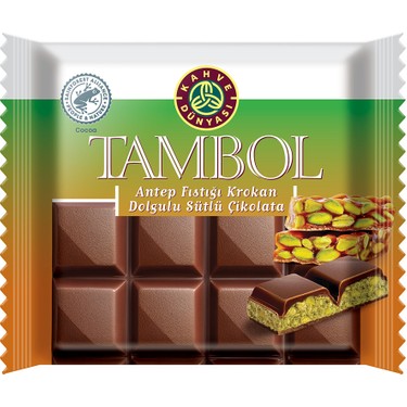 KAHVE DÜNYASI TAMBOL FISTIKLI KROKAN DOLGULU SÜTLÜ ÇİKOLATA 100 GR