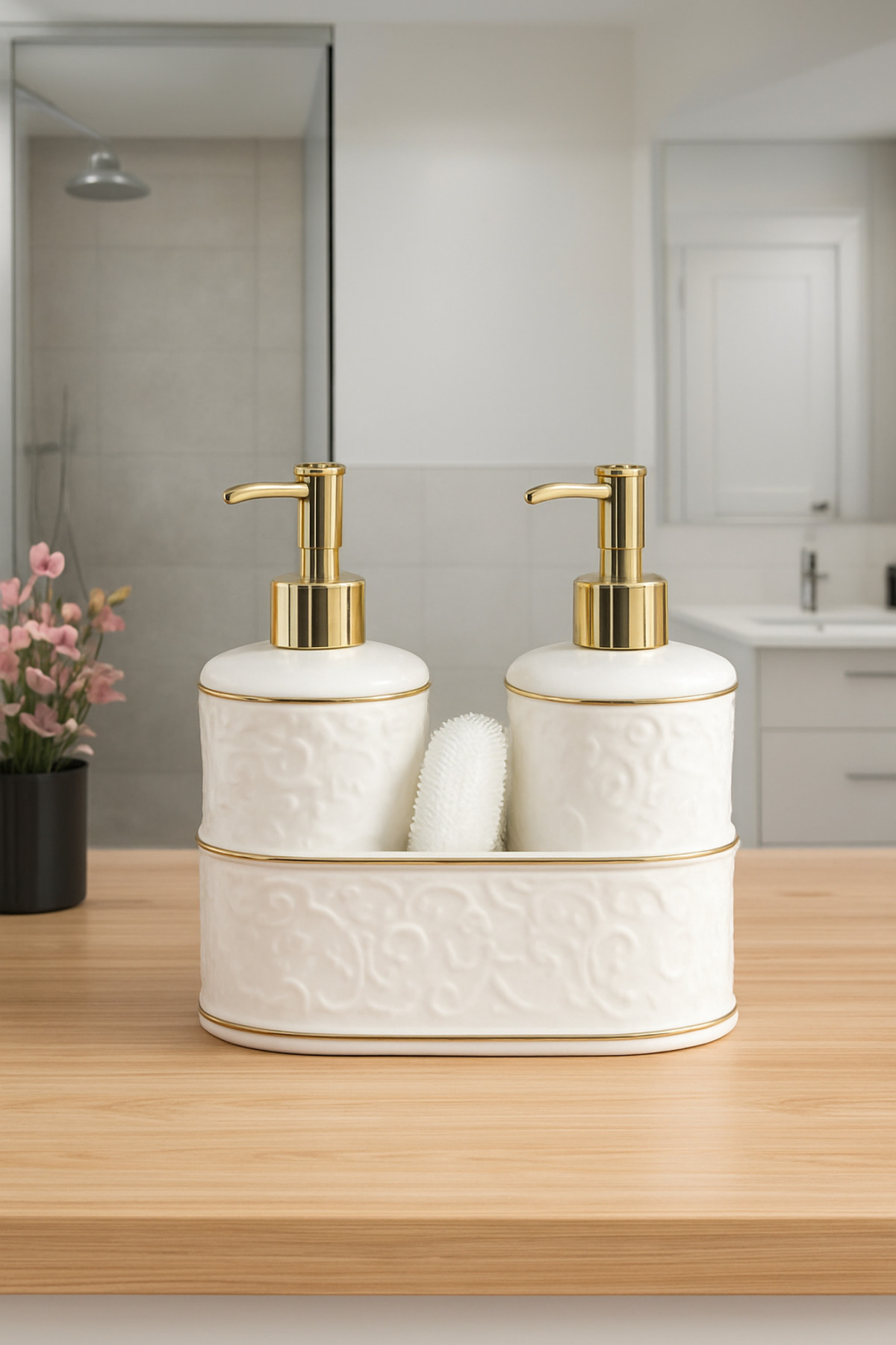CNS PORSELEN 2 Lİ SÜNGERLİ SABUNLUK GOLD CNS-4825