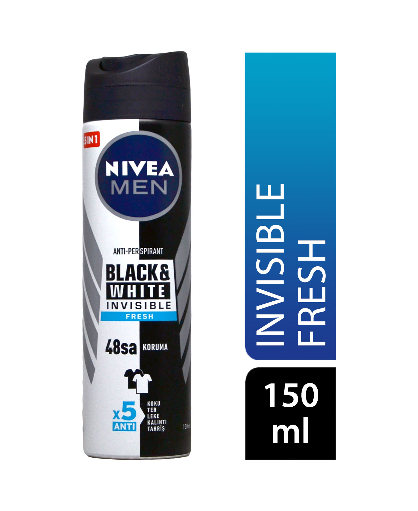 NIVEA MEN BLACK&WHITE X5  72 SAAT 150 ML