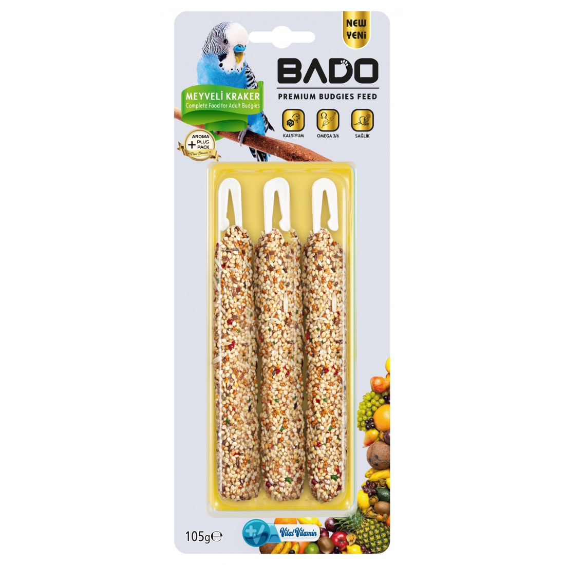 BADO  MEYVELİ KRAKER MUHABBET KUŞ YEMİ 105 GR