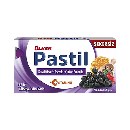 ÜLKER PASTİL KARA MÜRVER+ASEROLA+ÇİNKO+PROPOLİS 8 ADET