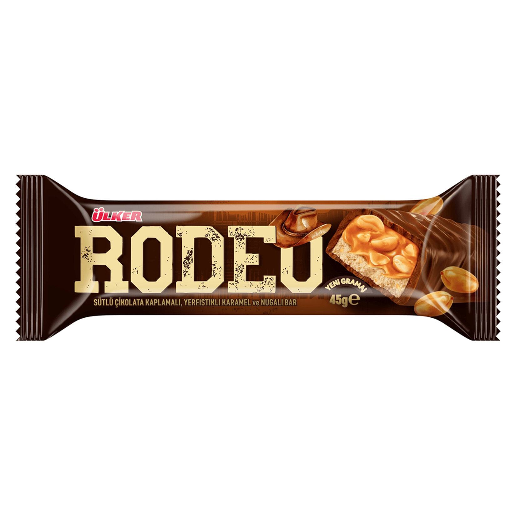 ÜLKER RODEO YERFISTIKLI KARAMEL VE NUGALI BAR 45 GR