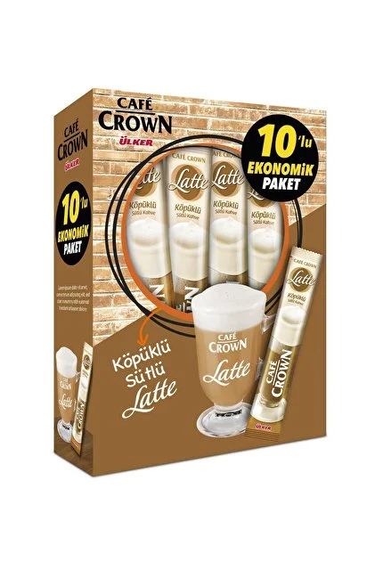 ÜLKER CAFE CROWN SÜTLÜ KÖPÜKLÜ LATTE 10LU PAKET