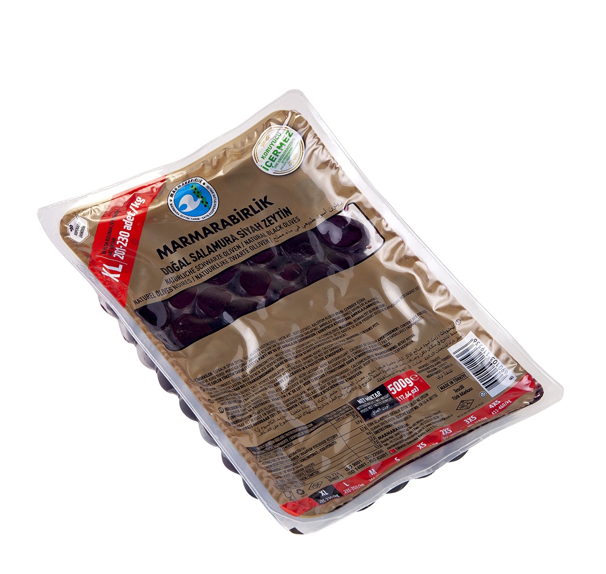 MARMARABİRLİK DOĞAL SALAMURA SİYAH ZEYTİN XL 500 GR
