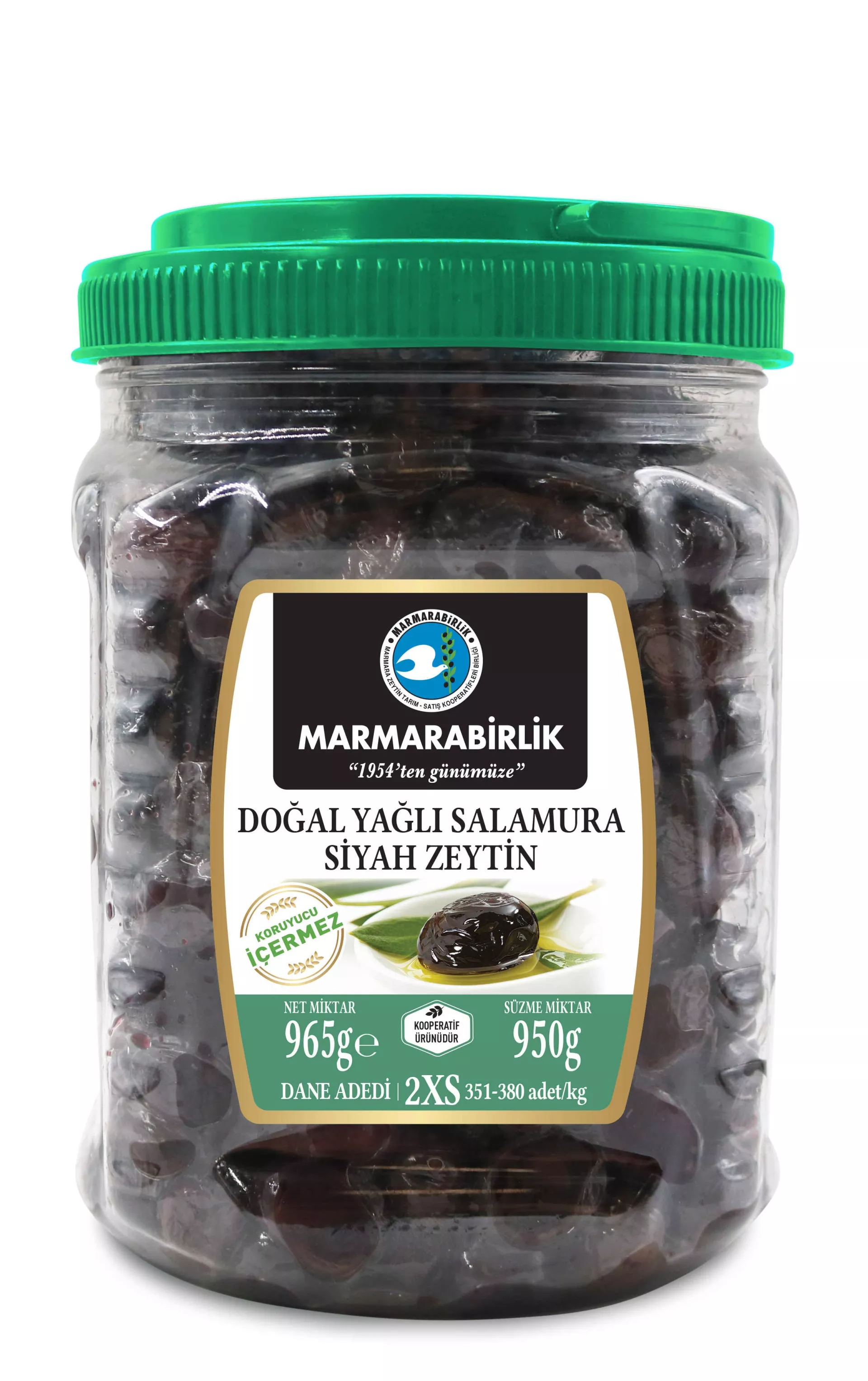 MARMARABİRLİK DOĞAL SİYAH ZEYTİN  2 XS 950 GR