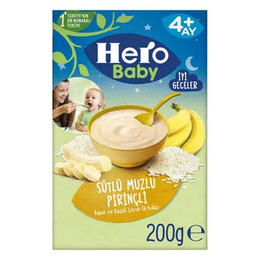 HERO BABY SÜTLÜ PİRİNÇLİ MUZLU 4+ BEBEK EK GIDA 200 GR