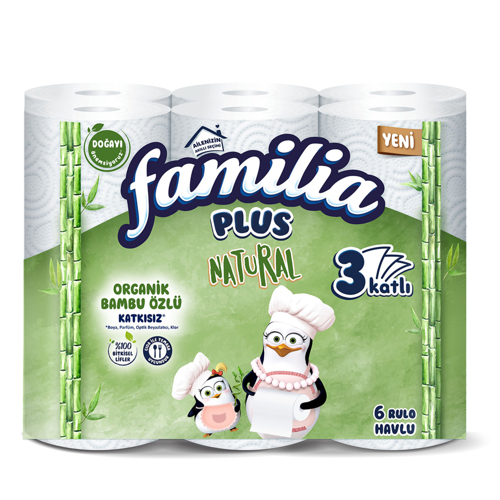 FAMİLİA NATURAL PENGUAN HAVLU KAĞIT 6 ADET