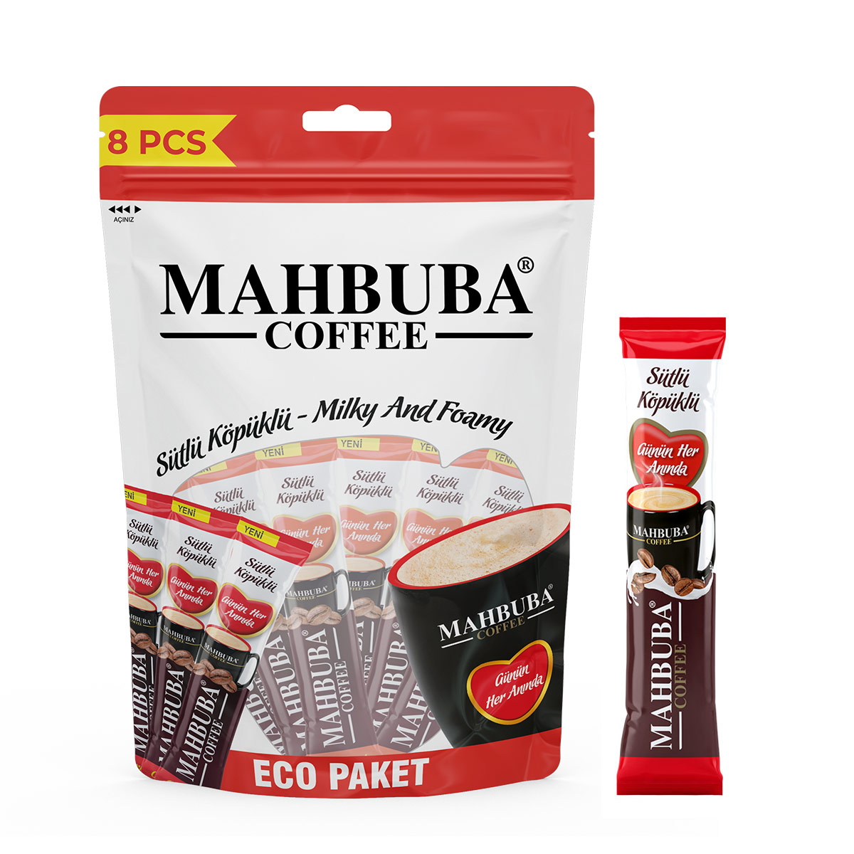 MAHBUBA  COFFEE 3Sİ1 ARADA SÜTLÜ KÖPÜKLÜ  BARDAK HEDİYELİ 36 LI