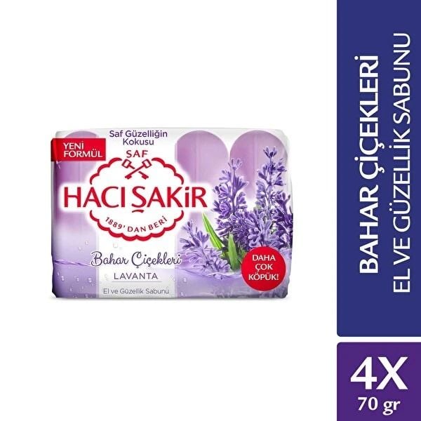 HACI ŞAKİR BAHAR ÇİÇEKLERİ LAVANTA KOKULU SABUN 4*70 GR