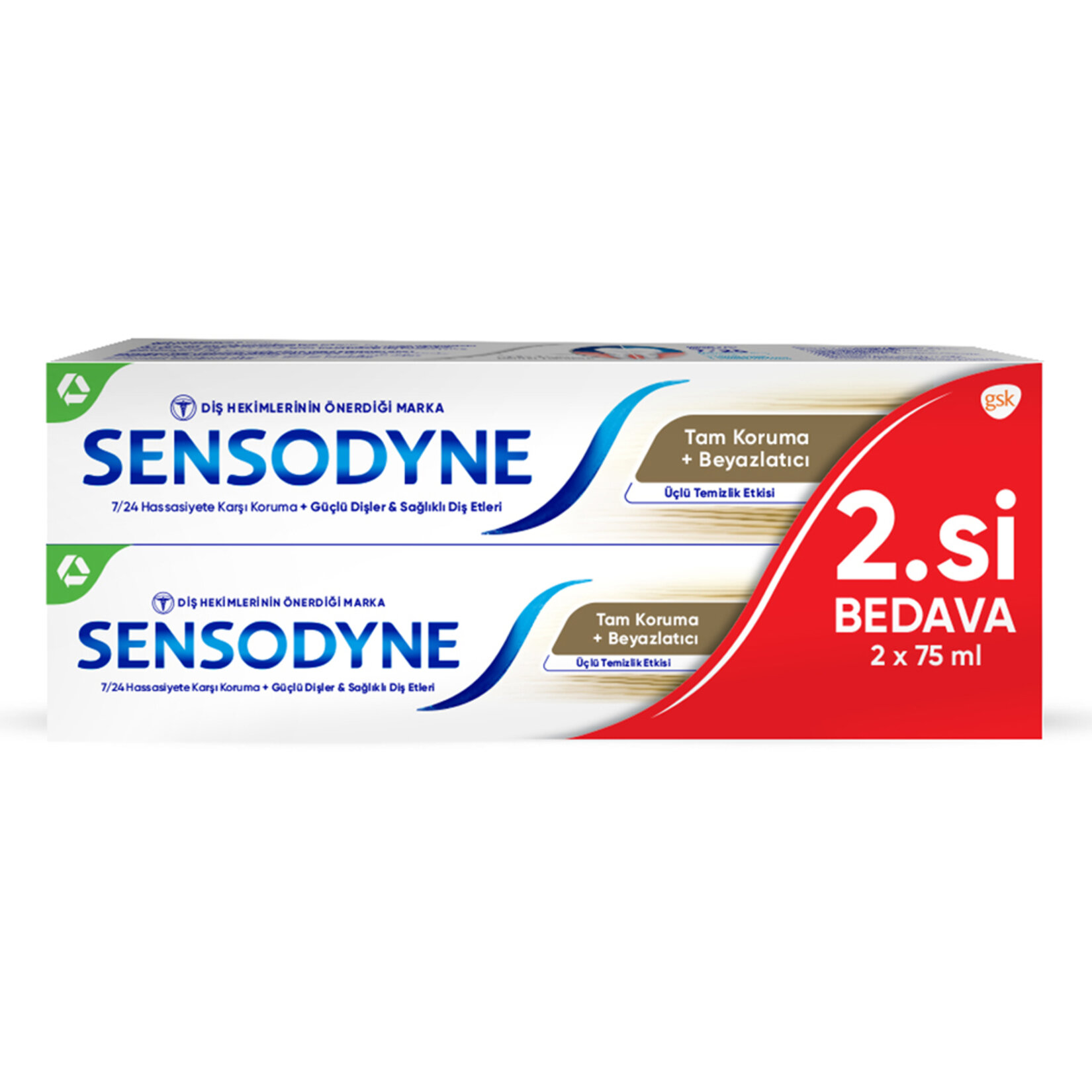 SENSODYNE TAM KORUMA VE BEYAZLITICI DİŞ MACUNU 2Lİ PAKET