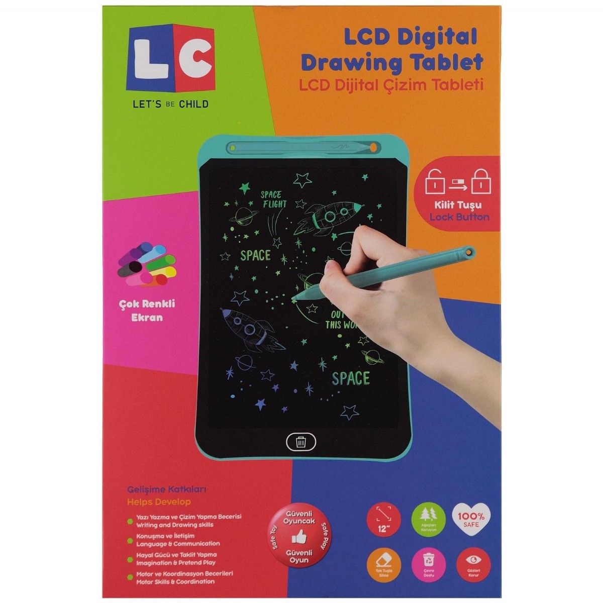 LC DİGİTAL RENKLİ ÇİZİM TABLETİ 12"