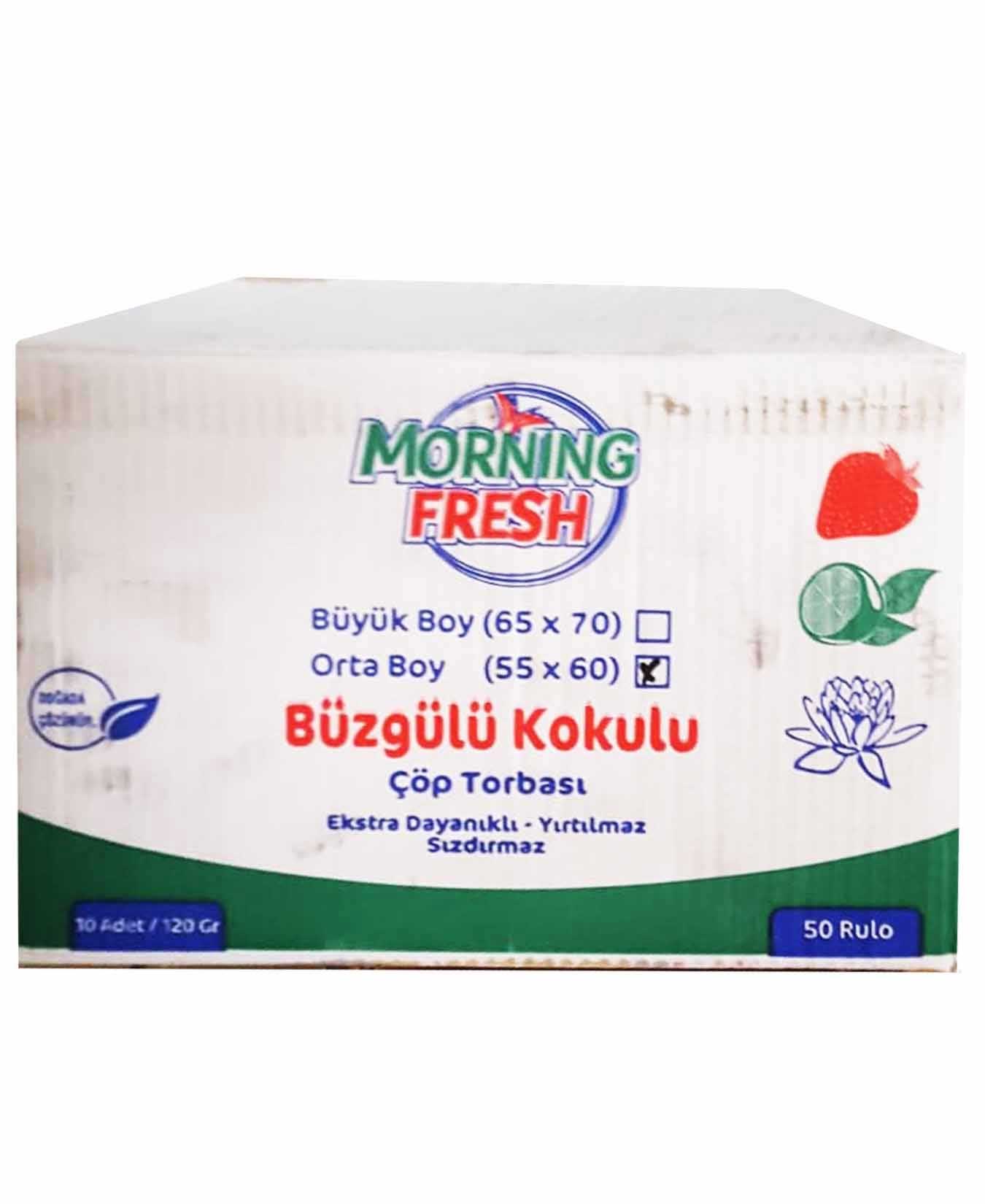 MORNING FRESH ORTA BOY BÜZGÜLÜ ÇÖP TORBASI 55X60 CM 10 ADET