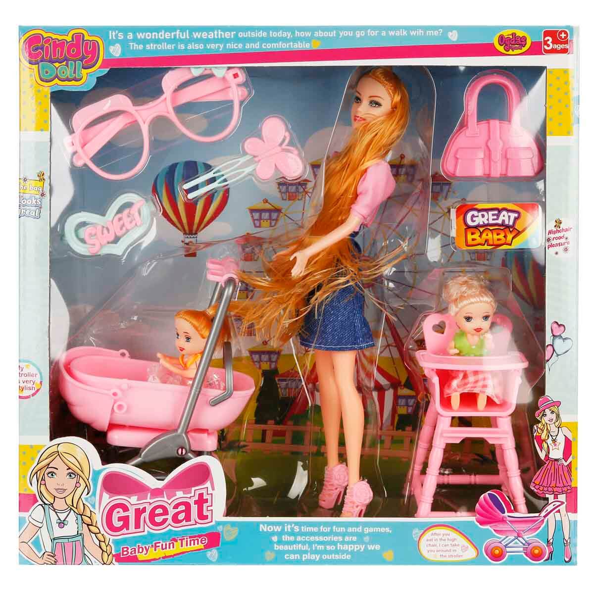 OYD CINDY DOLL PUSETLİ MAMA SANDALYELİ BEBEK 02456