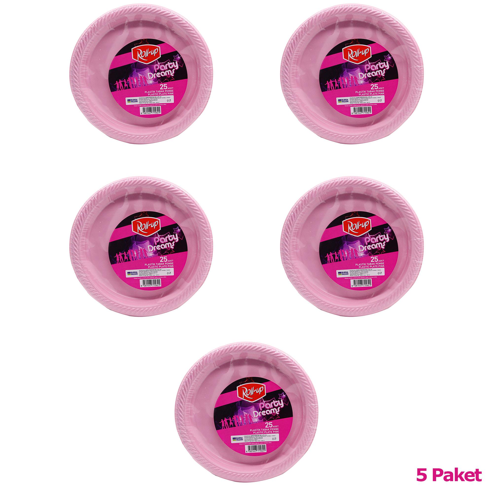 PİKNİK PARTİ LUX PLASTİK TABAK PEMBE 8 ADET