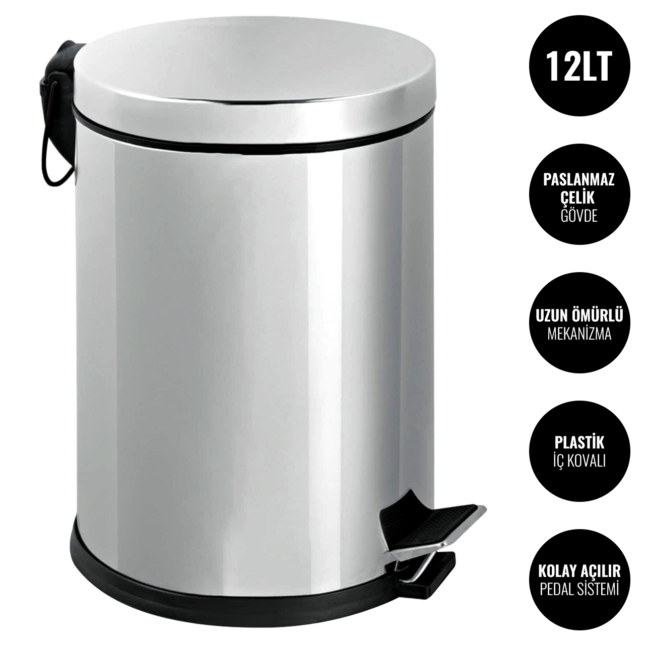 POLYTİME ÇÖP KOVASI PEDALLI 12LT NO:2 E-253