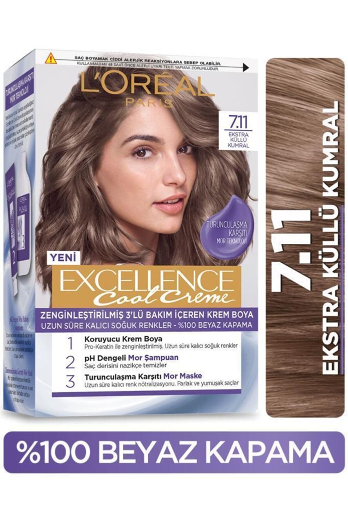 LOREAL PARİS  7.11 EKSTRA KÜLLÜ KUMRAL SAÇ BOYASI 