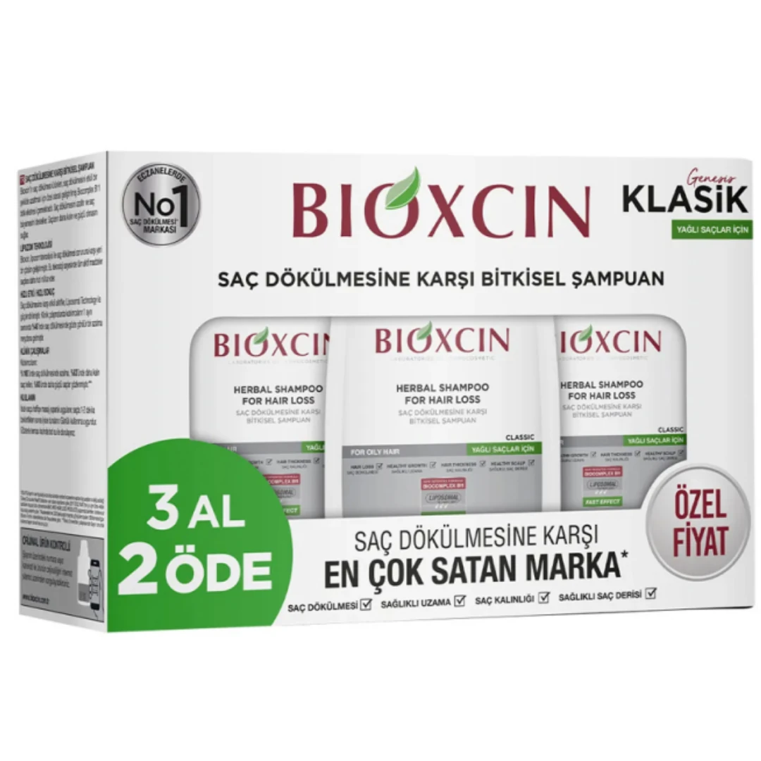 BIOXCIN QANTUM ( YAĞLI SAÇLAR )  SAÇ DÖKÜLMELERİNE KARŞI BİTKİSEL ŞAMPUAN 3*300 ML
