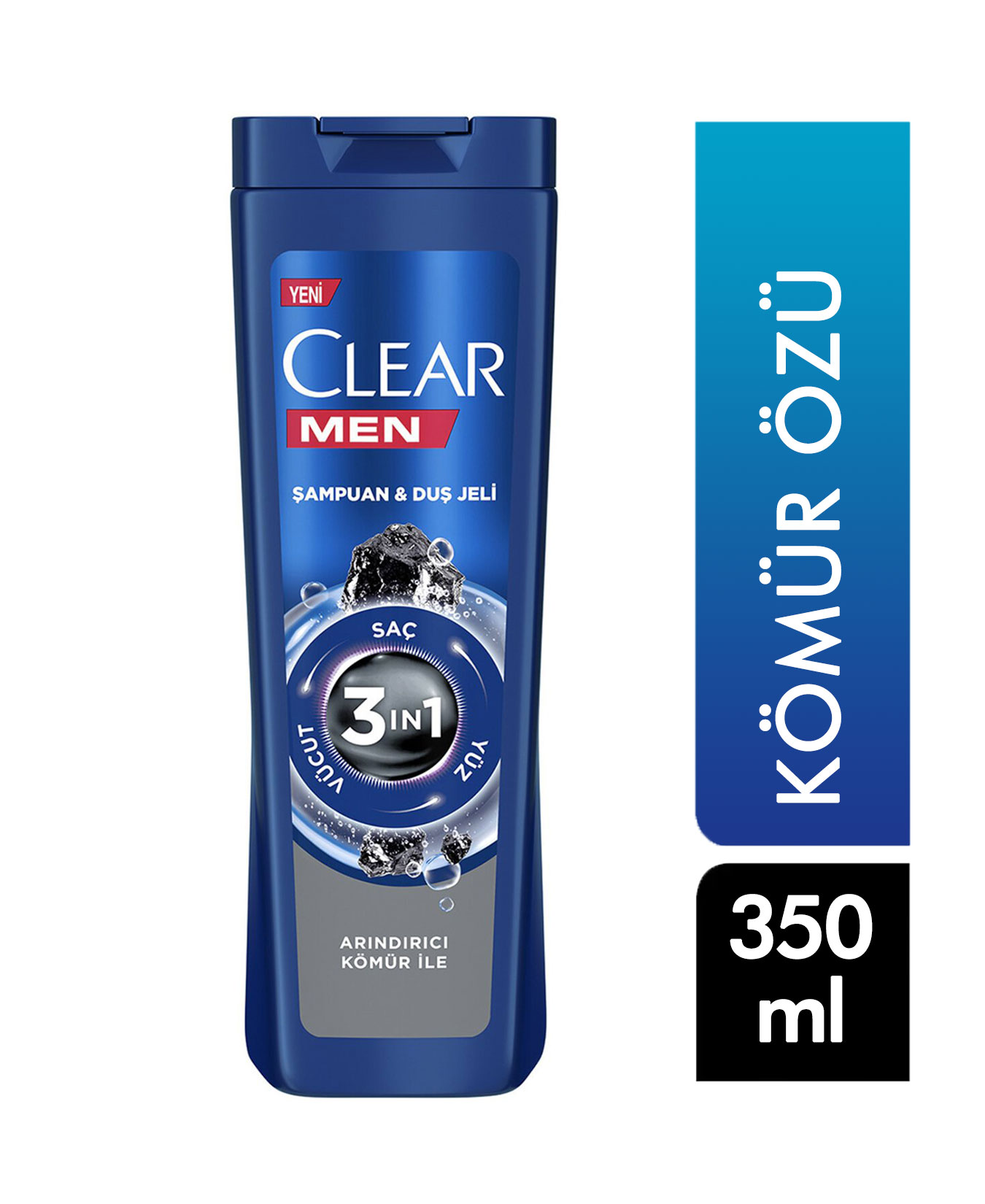 CLEAR MEN 3 IN 1 ARINDIRICI KÖMÜR ETKİSİ ŞAMPUAN & DUŞ JELİ 350 ML