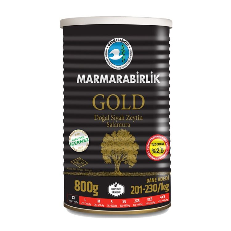 MARMARABİRLİK GOLD SALAMURA SİYAH ZEYTİN(XL) 800G