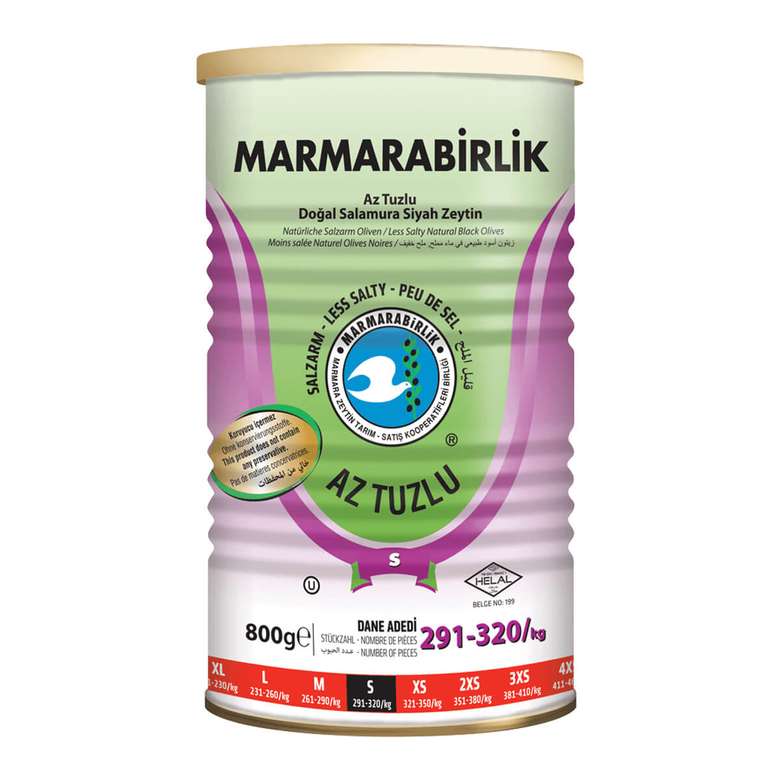 MARMARABİRLİK SALAMURA SİYAH ZEYTİN AZ TUZLU(S) 400G