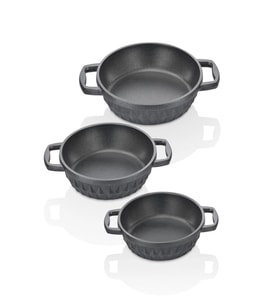 TAÇ BELLA DÖKÜM 3 LÜ SAHAN SET SİYAH 18-20-22 CM 8029