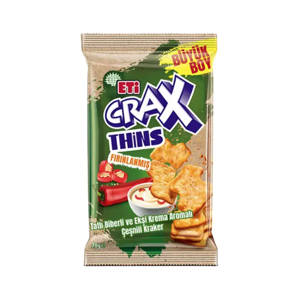 ETİ THINS TATLI BİBERLİ VE EKŞİ KREMALI BİSKLÜVİ 70 GR