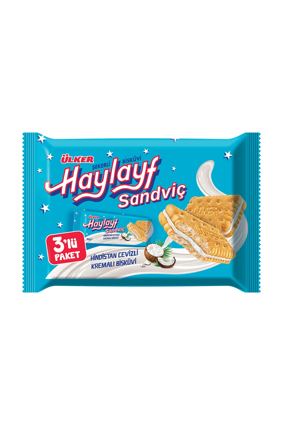 ÜLKER HAYLAYF SANDVİÇ  HİNDİSTAN CEVİZLİ KREMALI BİSKÜVİ 252 GR