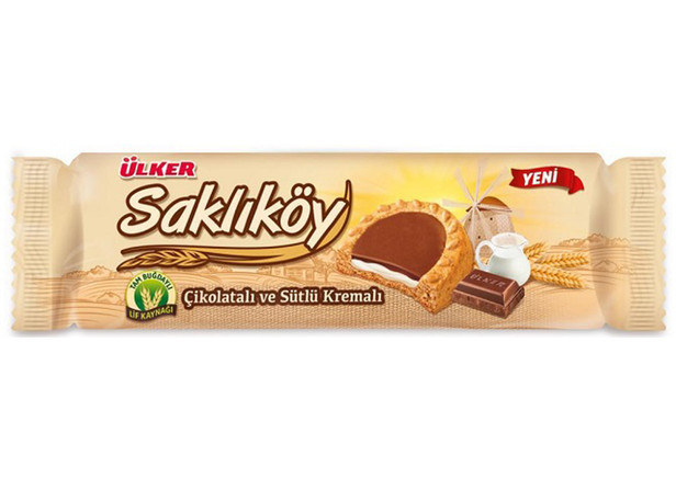 ÜLKER  SAKLIKÖY ÇİKOLATILI VE SÜTLÜ KREMALI100G