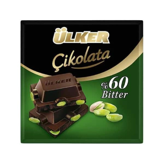 ÜLKER  ÇİKOLATA ANTEP FISTIKLI BİTTER KARE 65G