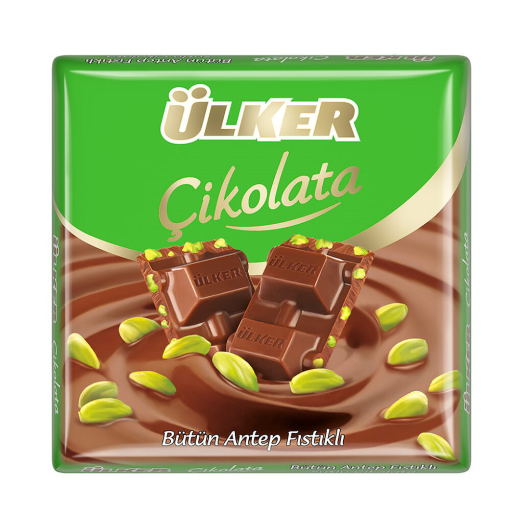 ÜLKER  ÇİKOLATA ANTEP FISTIKLI SÜTLÜ KARE 65G