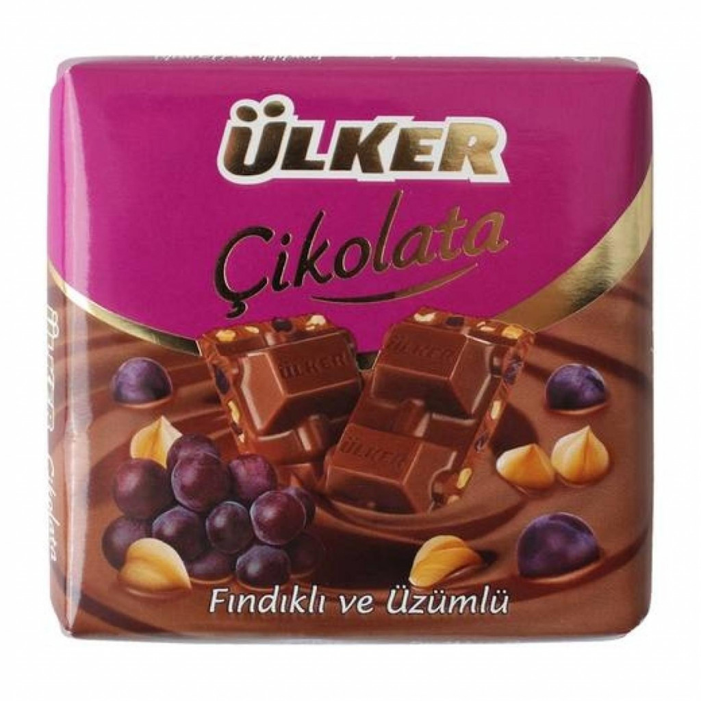 ÜLKER ÇİK.ÜZÜMLÜ FINDLIKLI SÜTLÜ KARE 60G