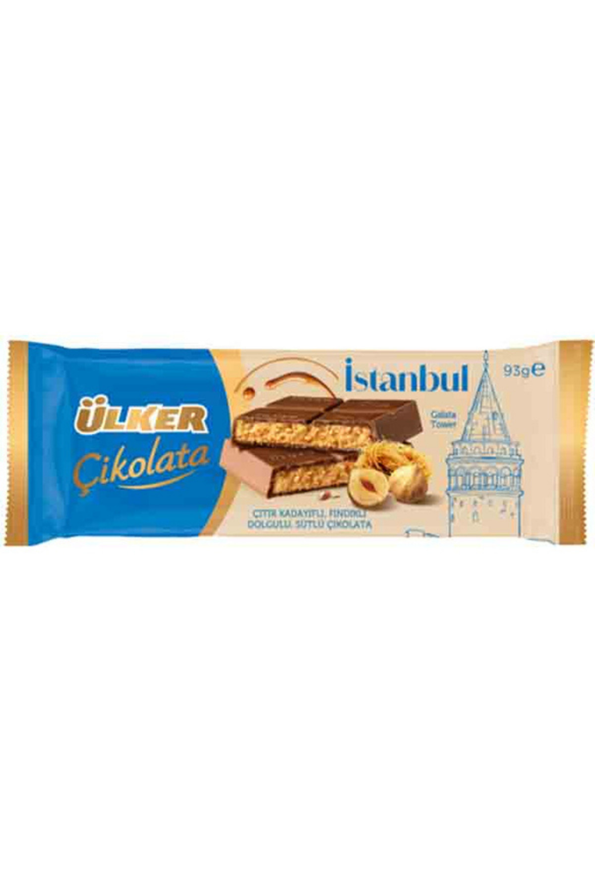 ÜLKER İSTANBUL FINDIK DOLGULU,ÇITIR KADAYIFLI VE BAKLAVALI SÜTLÜ ÇİKOLATA 35 GR