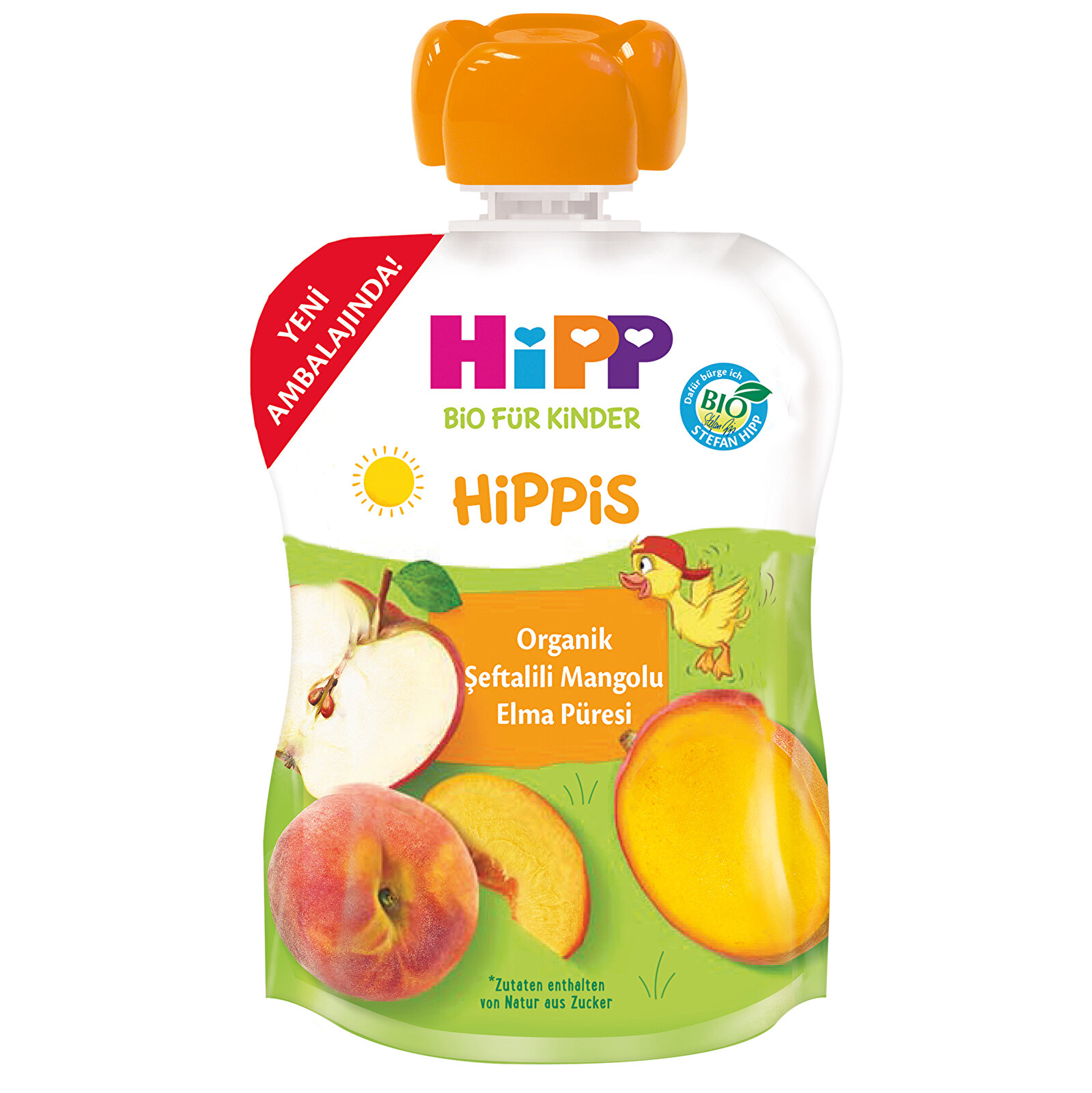 HIPP ORGANİK ŞEFTALİLİ MANGOLU ELMA PÜRESİ 100 GR