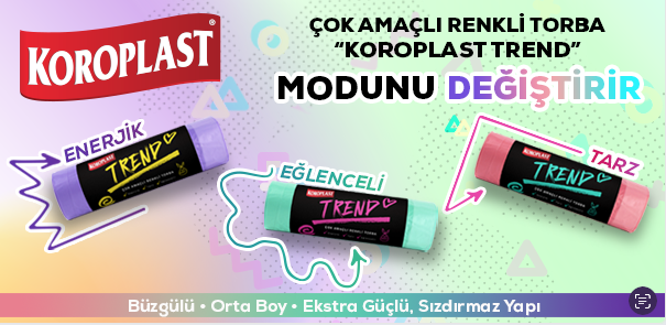 KOROPLAST TREND ÇOK AMAÇLI RENKLİ  BÜZGÜLÜ TORBA 