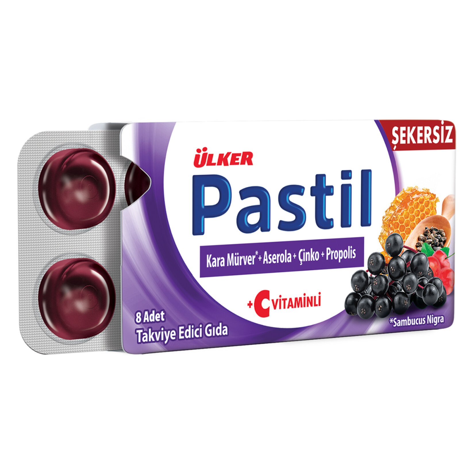 ÜLKER PASTİL KARA MÜRVER+ASEROLA+ÇİNKO+PROPOLİS 8 ADET