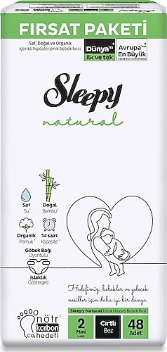 SLEEPY NATURAL DOUBLE SOFT FIRSAT PAKETİ 2 NUMARA MINI 48 ADET
