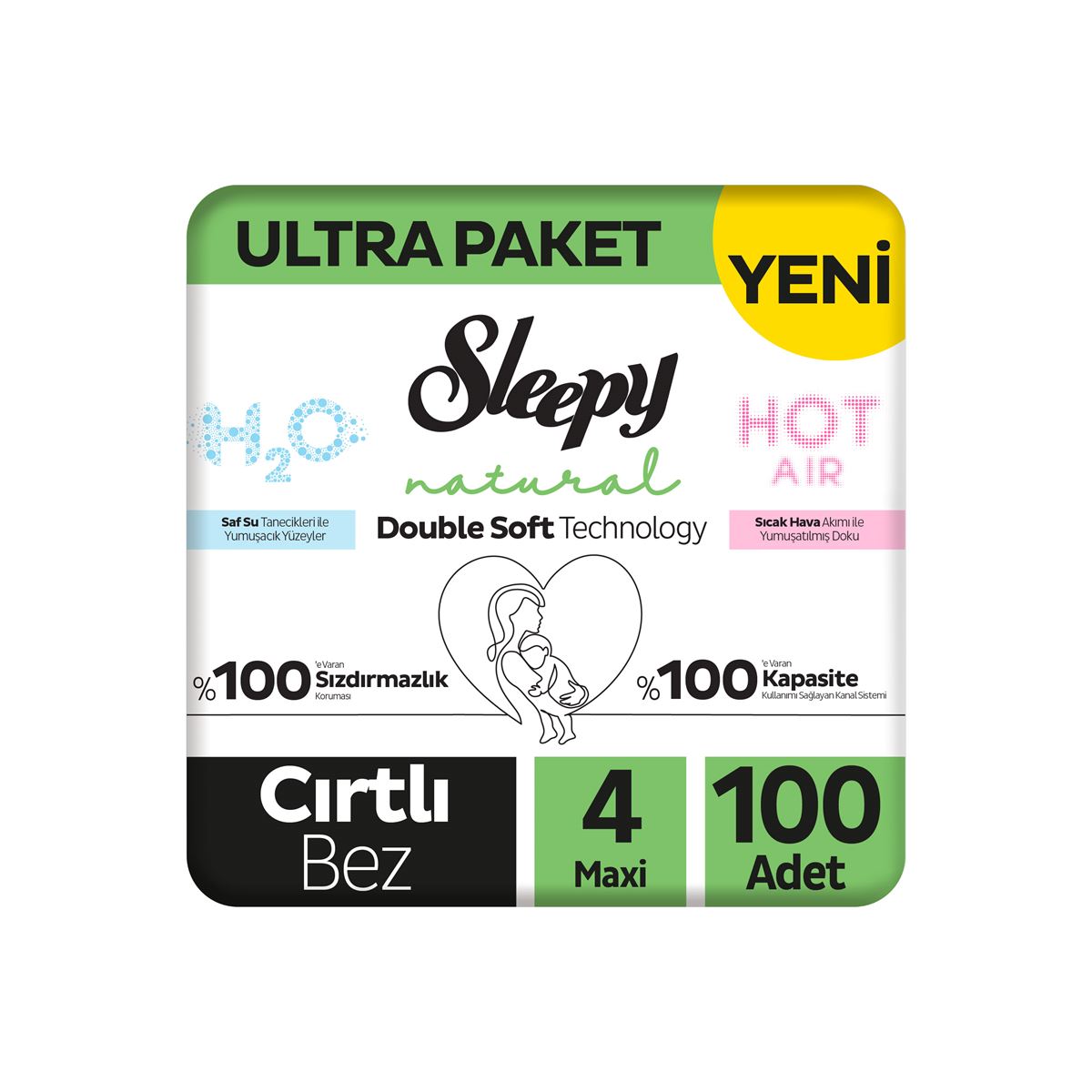 SLEEPY NATURAL DOUBLE SOFT ULTRA BEBEK BEZİ MAXI 4 NUMARA 100 ADET 